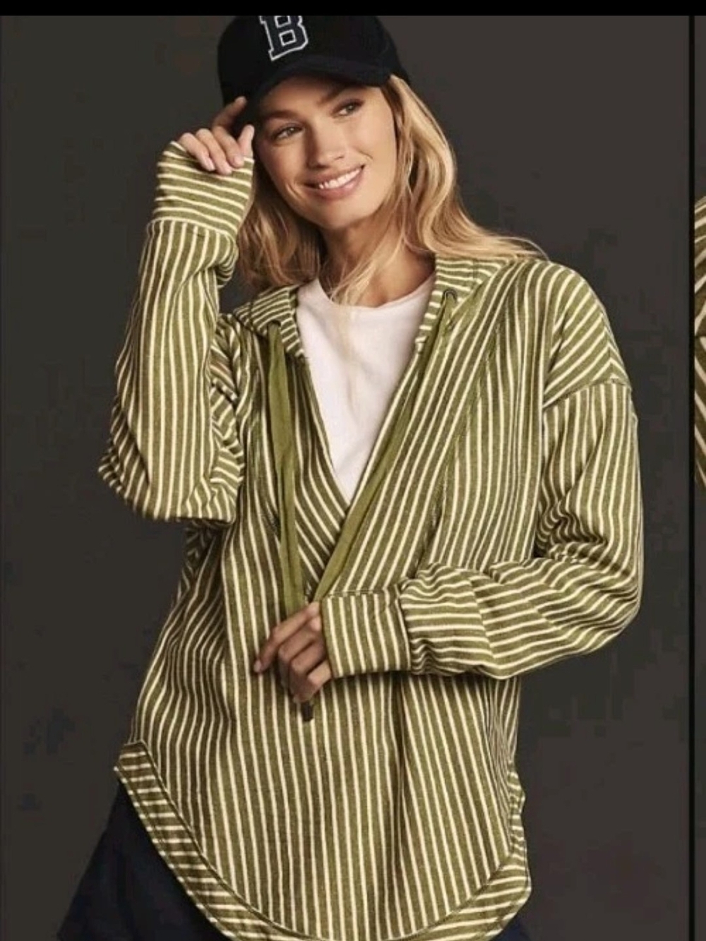 Anthropologie Pilcro Wharfside Hooded Sweatshirt Green Size L